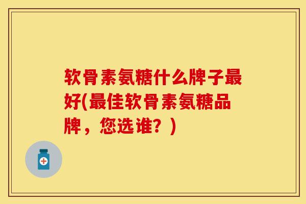 软骨素氨糖什么牌子最好(最佳软骨素氨糖品牌,您选谁?)