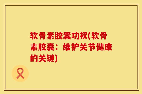 软骨素胶囊功衩(软骨素胶囊：维护关节健康的关键)