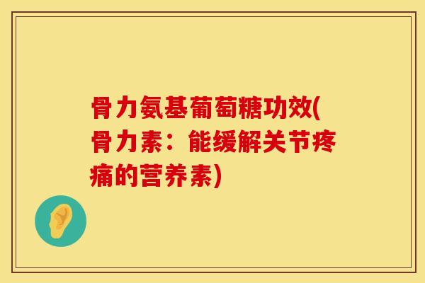骨力氨基葡萄糖功效(骨力素:能缓解关节疼痛的营养素)
