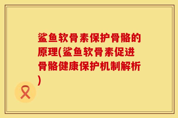 鲨鱼软骨素保护骨骼的原理(鲨鱼软骨素促进骨骼健康保护机制解析)