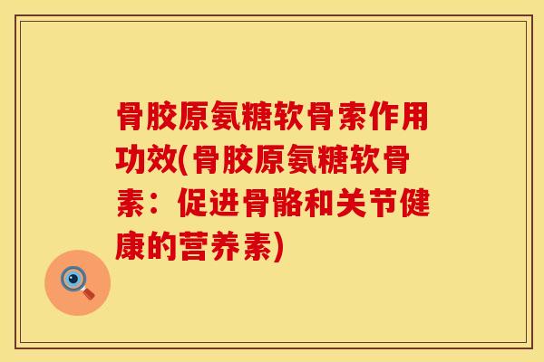 骨胶原氨糖软骨索作用功效(骨胶原氨糖软骨素：促进骨骼和关节健康的营养素)