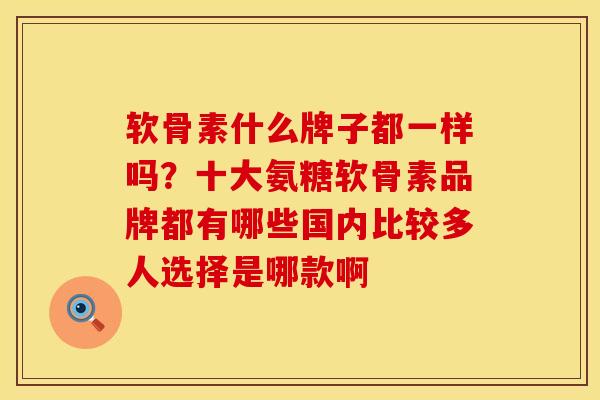 软骨素什么牌子都一样吗？十大氨糖软骨素品牌都有哪些国内比较多人选择是哪款啊