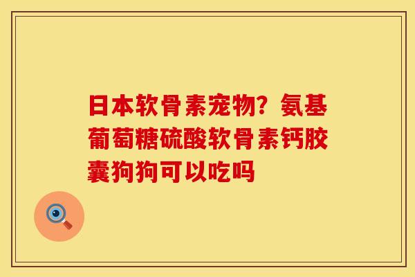 日本软骨素宠物？氨基葡萄糖硫酸软骨素钙胶囊狗狗可以吃吗