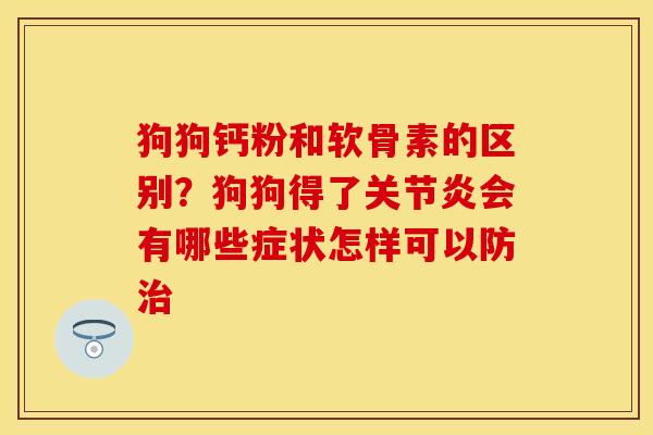 狗狗钙粉和软骨素的区别？狗狗得了关节炎会有哪些症状怎样可以防治