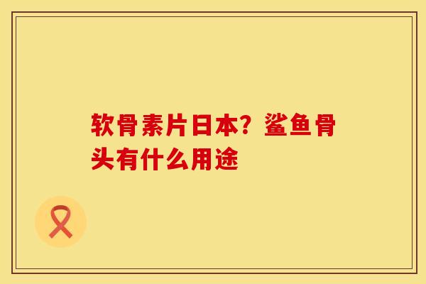 软骨素片日本？鲨鱼骨头有什么用途