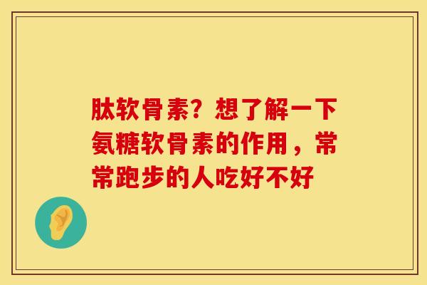 肽软骨素？想了解一下氨糖软骨素的作用，常常跑步的人吃好不好