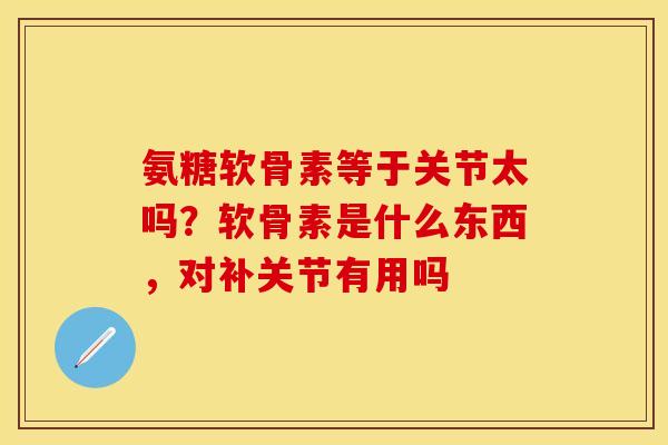 氨糖软骨素等于关节太吗？软骨素是什么东西，对补关节有用吗
