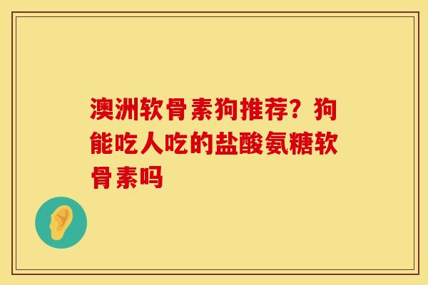 澳洲软骨素狗推荐？狗能吃人吃的盐酸氨糖软骨素吗