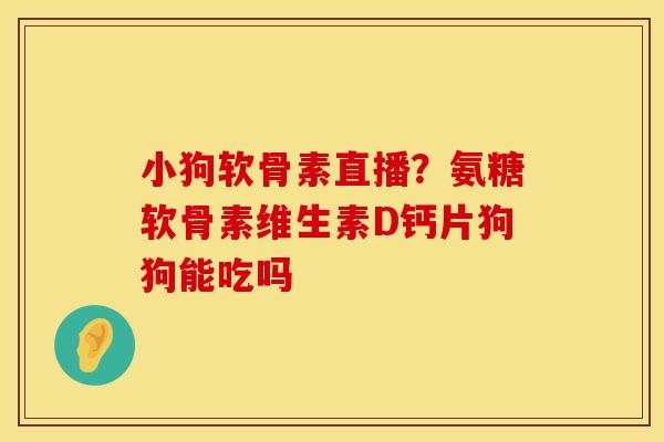 小狗软骨素直播？氨糖软骨素维生素D钙片狗狗能吃吗