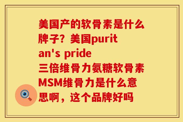 美国产的软骨素是什么牌子？美国puritan's pride三倍维骨力氨糖软骨素MSM维骨力是什么意思啊，这个品牌好吗