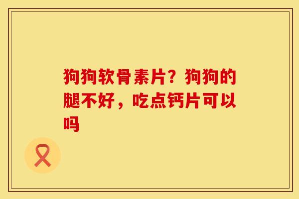 狗狗软骨素片？狗狗的腿不好，吃点钙片可以吗