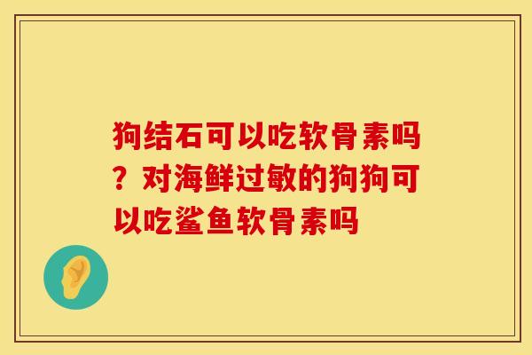 狗结石可以吃软骨素吗？对海鲜过敏的狗狗可以吃鲨鱼软骨素吗