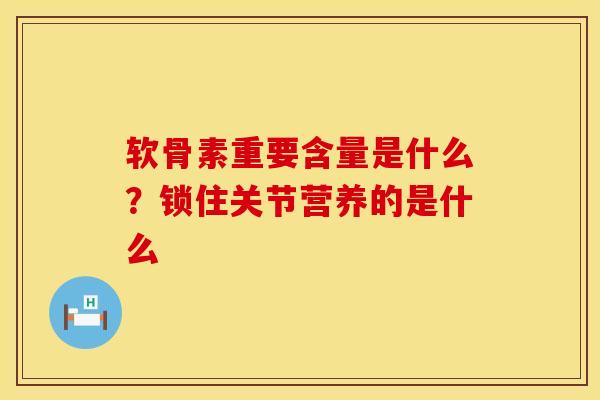 软骨素重要含量是什么？锁住关节营养的是什么