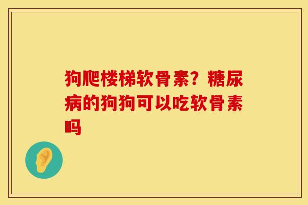 狗爬楼梯软骨素？糖尿病的狗狗可以吃软骨素吗
