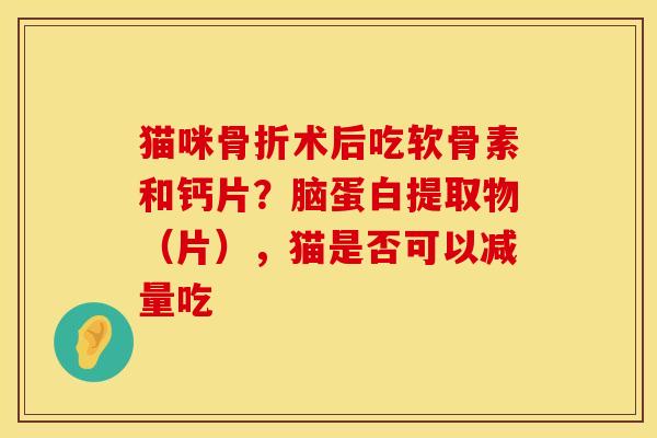 猫咪骨折术后吃软骨素和钙片？脑蛋白提取物（片），猫是否可以减量吃