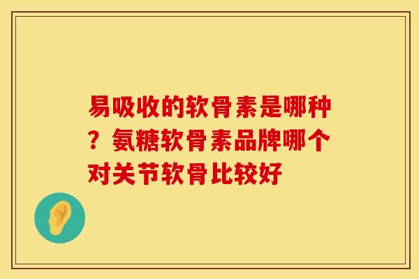 易吸收的软骨素是哪种？氨糖软骨素品牌哪个对关节软骨比较好