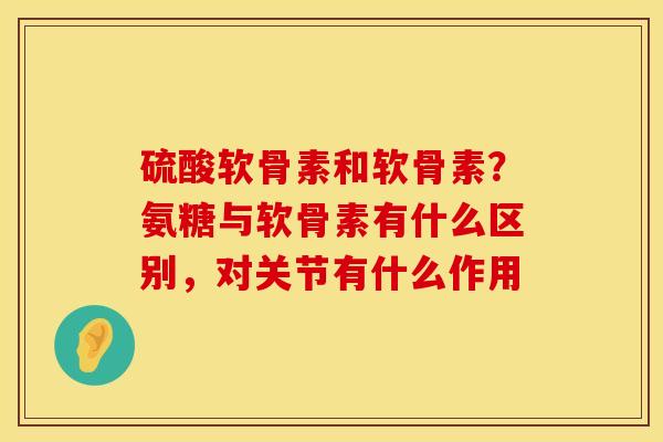 硫酸软骨素和软骨素？氨糖与软骨素有什么区别，对关节有什么作用