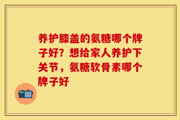 养护膝盖的氨糖哪个牌子好？想给家人养护下关节，氨糖软骨素哪个牌子好
