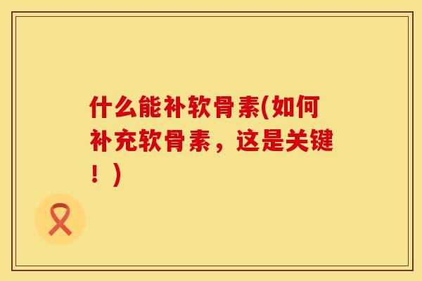 什么能补软骨素(如何补充软骨素，这是关键！)
