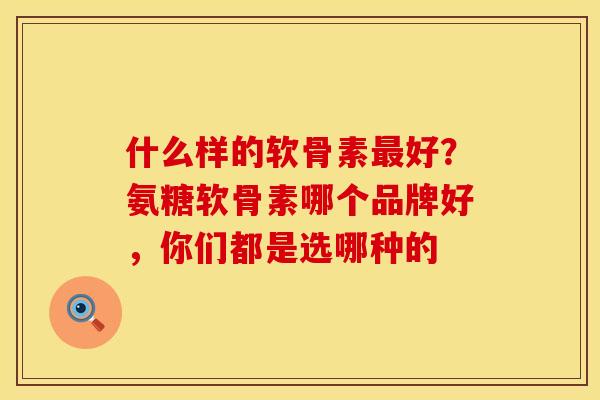 什么样的软骨素最好？氨糖软骨素哪个品牌好，你们都是选哪种的