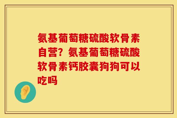 氨基葡萄糖硫酸软骨素自营？氨基葡萄糖硫酸软骨素钙胶囊狗狗可以吃吗