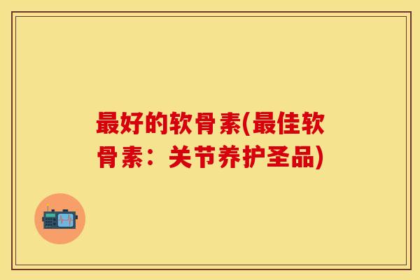 最好的软骨素(最佳软骨素：关节养护圣品)