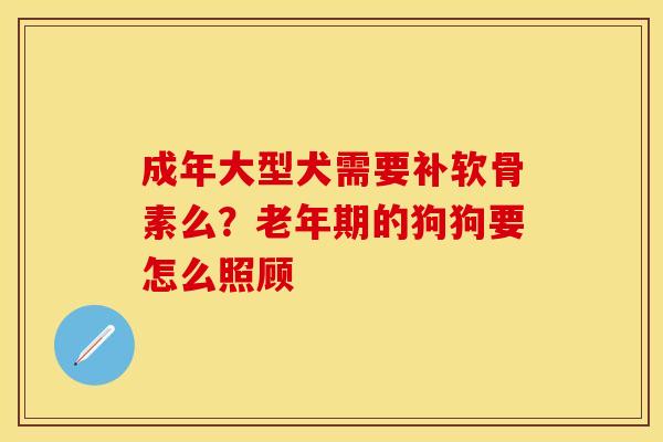 成年大型犬需要补软骨素么？老年期的狗狗要怎么照顾