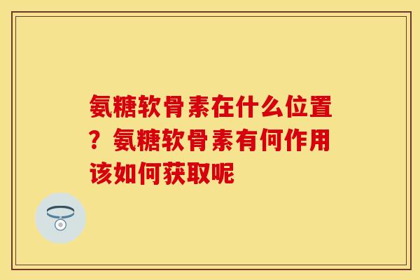 氨糖软骨素在什么位置？氨糖软骨素有何作用该如何获取呢