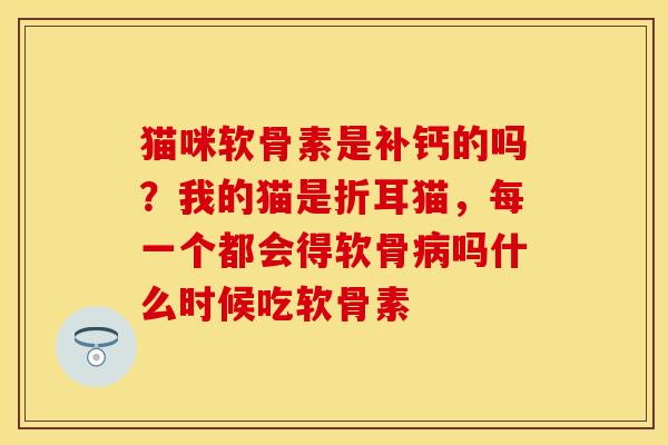 猫咪软骨素是补钙的吗？我的猫是折耳猫，每一个都会得软骨病吗什么时候吃软骨素