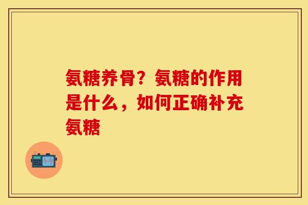 氨糖养骨？氨糖的作用是什么，如何正确补充氨糖