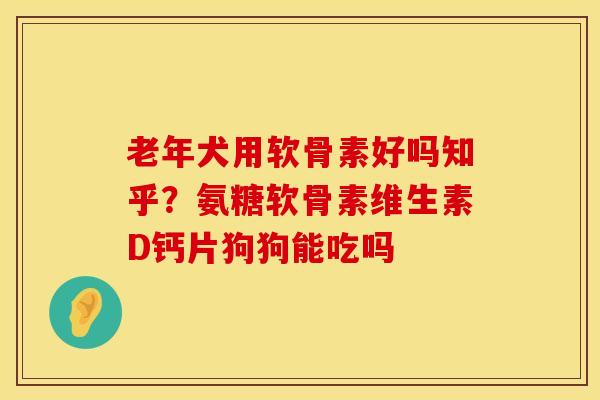 老年犬用软骨素好吗知乎？氨糖软骨素维生素D钙片狗狗能吃吗