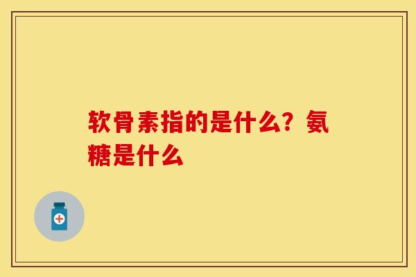 软骨素指的是什么？氨糖是什么