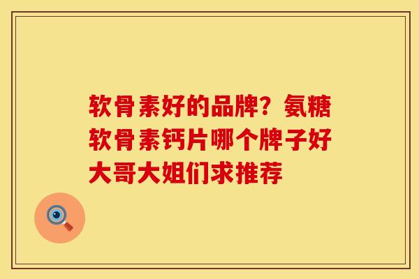 软骨素好的品牌？氨糖软骨素钙片哪个牌子好大哥大姐们求推荐