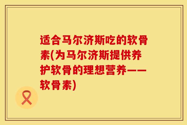 适合马尔济斯吃的软骨素(为马尔济斯提供养护软骨的理想营养——软骨素)