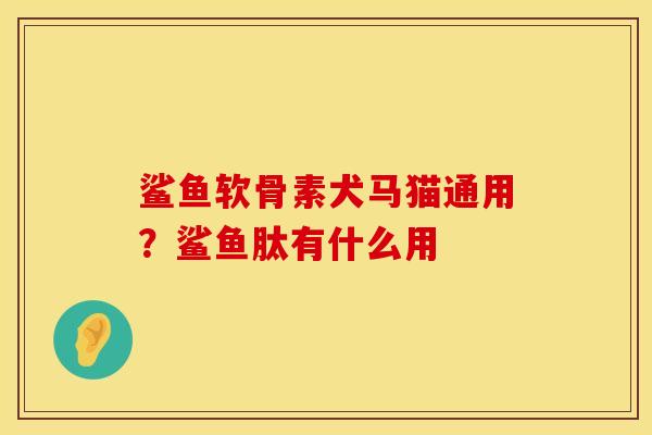 鲨鱼软骨素犬马猫通用？鲨鱼肽有什么用