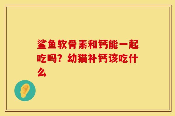 鲨鱼软骨素和钙能一起吃吗？幼猫补钙该吃什么