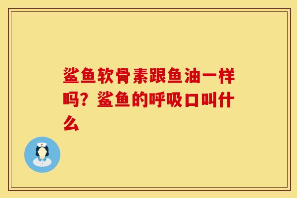 鲨鱼软骨素跟鱼油一样吗？鲨鱼的呼吸口叫什么