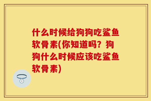 什么时候给狗狗吃鲨鱼软骨素(你知道吗？狗狗什么时候应该吃鲨鱼软骨素)