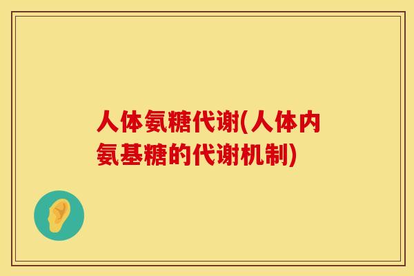 人体氨糖代谢(人体内氨基糖的代谢机制)