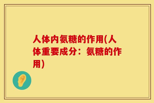 人体内氨糖的作用(人体重要成分：氨糖的作用)