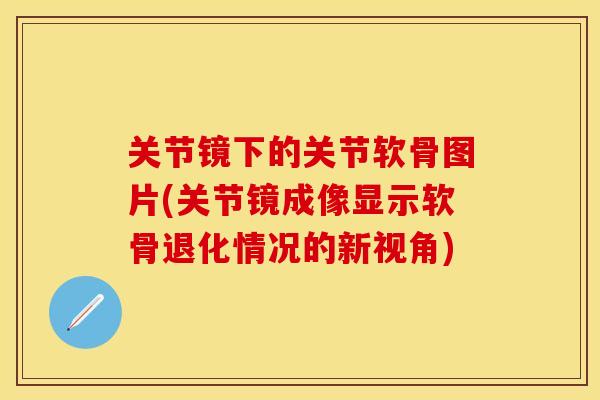 关节镜下的关节软骨图片(关节镜成像显示软骨退化情况的新视角)