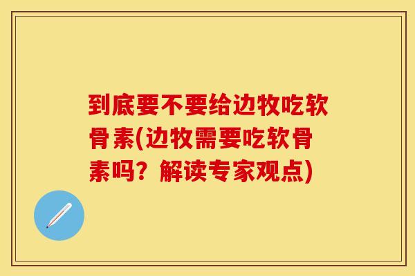 到底要不要给边牧吃软骨素(边牧需要吃软骨素吗？解读专家观点)