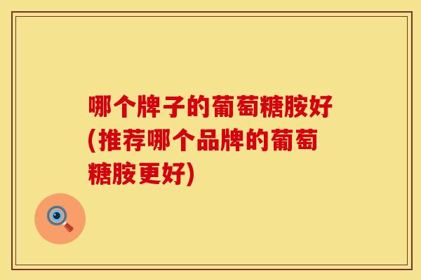 哪个牌子的葡萄糖胺好(推荐哪个品牌的葡萄糖胺更好)