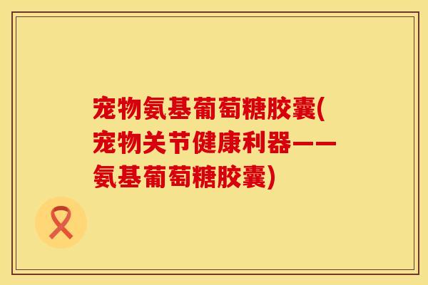 宠物氨基葡萄糖胶囊(宠物关节健康利器——氨基葡萄糖胶囊)