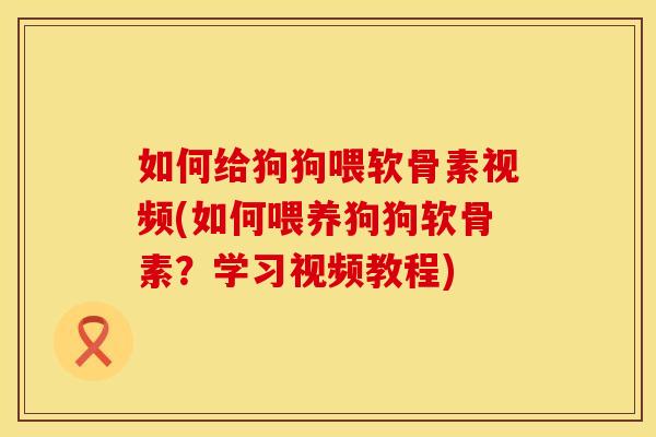 如何给狗狗喂软骨素视频(如何喂养狗狗软骨素？学习视频教程)