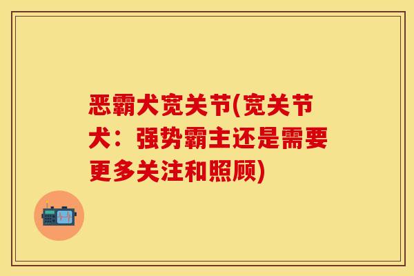 恶霸犬宽关节(宽关节犬：强势霸主还是需要更多关注和照顾)