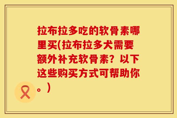 拉布拉多吃的软骨素哪里买(拉布拉多犬需要额外补充软骨素？以下这些购买方式可帮助你。)