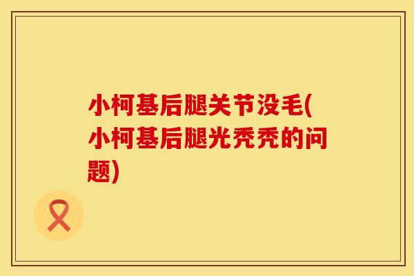 小柯基后腿关节没毛(小柯基后腿光秃秃的问题)