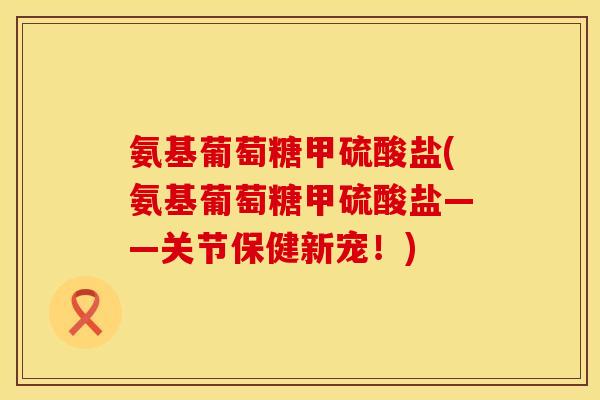 氨基葡萄糖甲硫酸盐(氨基葡萄糖甲硫酸盐——关节保健新宠！)