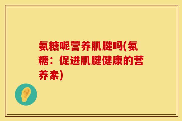 氨糖呢营养肌腱吗(氨糖：促进肌腱健康的营养素)